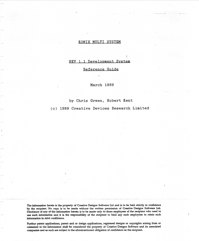 Konix Multi-system Development Kit Reference Guide 1.1